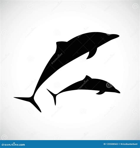 Two Dolphins Jumps Silhouette Stock Vector Illustration Of Logotype