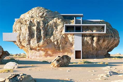 House Inside A Rock Takes Inspiration From Ancient Sandstone Tombs