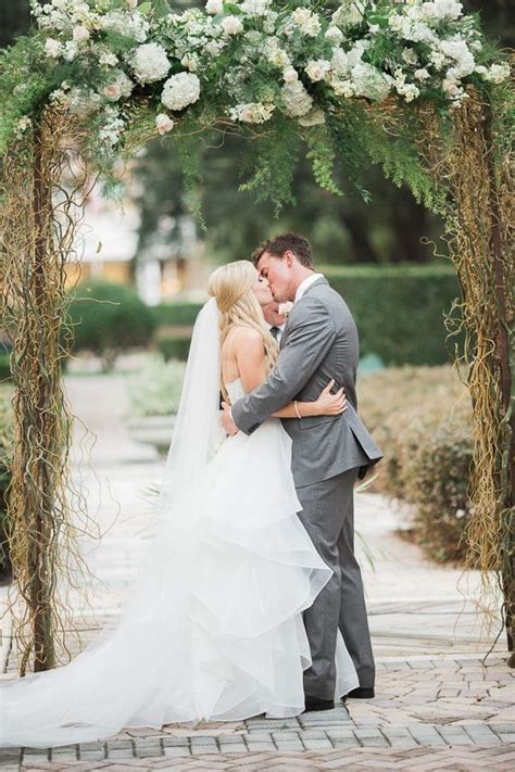 First Kiss As Husband And Wife Under A Unique Fall Wedding Ceremony