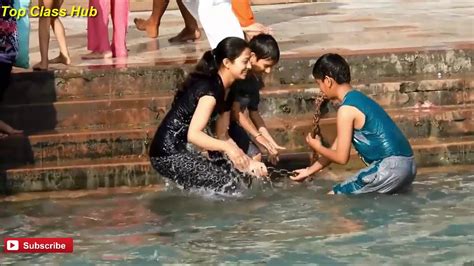 Girls Open Bath Holy Bath Indian Hindu Women Bath At Devghat Haridwar Youtube