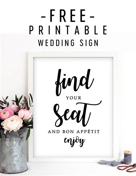 Free Wedding Sign Printable Find Your Seat Printable Market