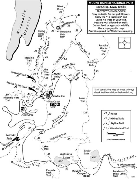 Mount Rainier Paradise Area Trails Map Ontheworldmap
