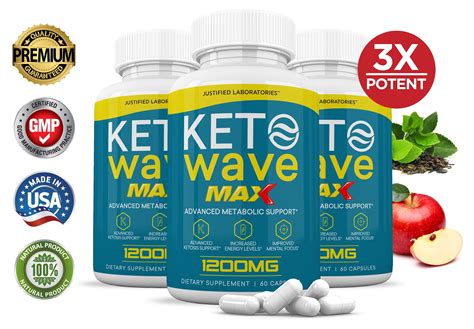 Keto Wave Max 1200mg Pills Ketogenic Supplement Includes Gobhb Exogenous Ketones Apple Cider