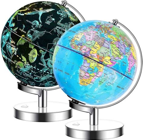 Exerz Illuminated World Globe 91 23cm Diameter Metal Base 2 In 1