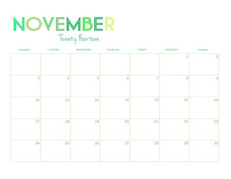 Free Printable 2014 Desktop Calendar