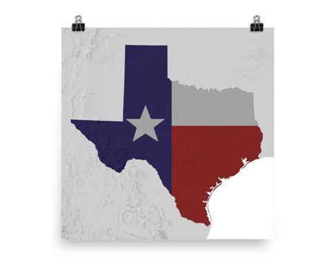 Texas Physical Map With State Flag Overlay Poster Clip Art Library My
