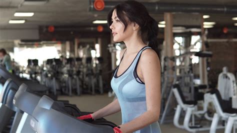 Woman Exercising On Treadmill Cardio Stock Footage Sbv