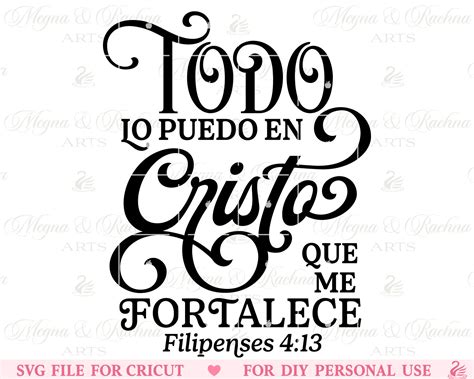 Todo Lo Puedo En Cristo Que Me Fortalece Svg Cristo Svg Etsy México