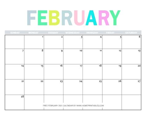 Free Printable February 2021 Calendar In Pdf 12 Designs 2021