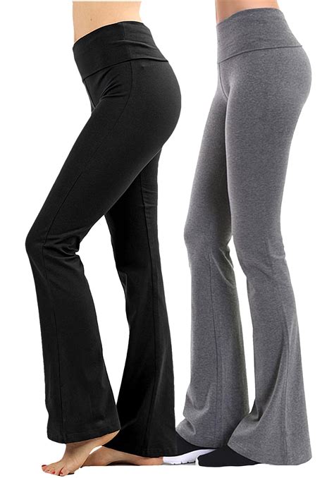 Clothing Ave Clothingave Womens Foldover Contrast Waist Flare Yoga Pants Variety Pack
