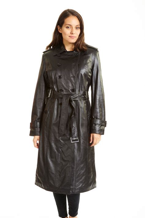 introducing our new women s double breasted calf length belted leather trench coat it s the p