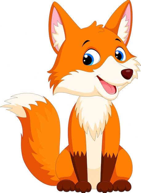 Cute Fox Cartoon Premium Vector