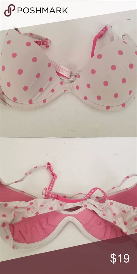 Victorias Secret Pink Polka Dot Push Up Bra 34 B Pink Polka Dots
