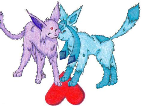 Espeon And Glaceon Snuggle By D1g1m0ncrazy On Deviantart