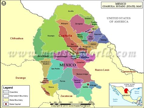 Nice Map Of Coahuila Mexico Map Coahuila Map