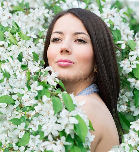 Woman In The Flowering Branches Of A Tree Stock Image Image Of Lady Holiday 33287823