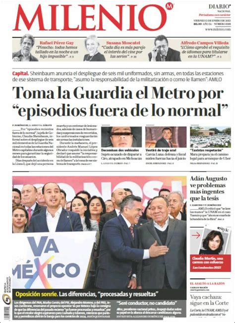 Periódico Milenio México Periódicos De México Edición De Viernes