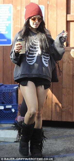 Halloween Excited Vanessa Hudgens Wears A Skeleton Sweatshirt Then Cat Ears As She