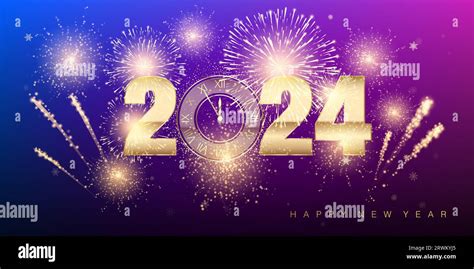 2024 New Year Countdown Holiday Banner With Fireworks And Snowflakes