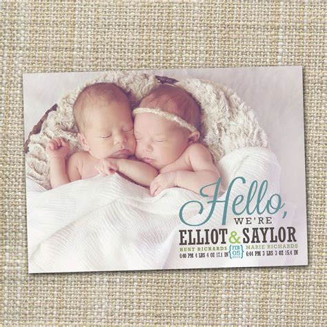 A great selection of high quality twins & multiples birth announcements products offered by printswell. Twins Birth announcement photo card photo birth ...