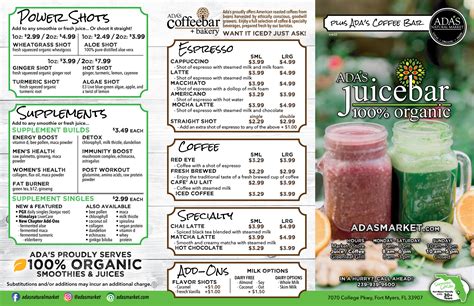 Adas Market Organic Juice Bar Menu You Are What You Eat