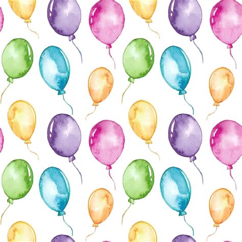 Premium Vector Watercolor Colorful Balloons Seamless Pattern