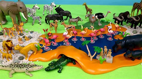 Playmobil Watering Hole Diorama And Animal Toy Figurines Youtube