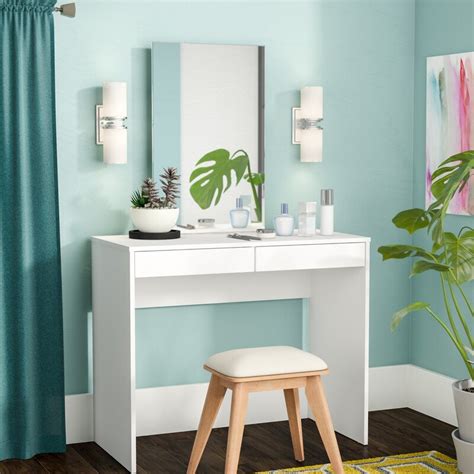 Fallinerlea bedroom makeup vanity set with mirror brayden studio color: Zipcode Design Kenzie Vanity with Mirror & Reviews ...