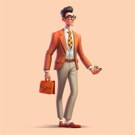 Premium Ai Image Cartoon Man In Suit And Tie Holding A Briefcase And