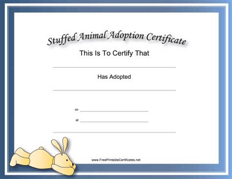 Toy Adoption Certificate Template 1 Templates Example Templates