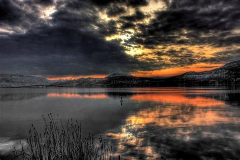 Sunset On Okanagan Lake Hdr Photo Hdr Creme