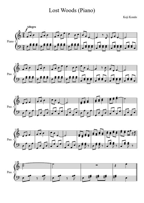 Lost Woods Piano Sheet Music Composed By Koji Kondo 1 Of 1 Pages