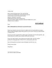Akta senjata api (penalti lebih berat) 1971: Contoh Surat Rayuan Pengecualian Penalti Lhdn