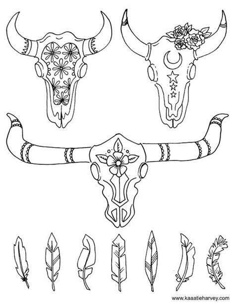 Indian bull skull coloring coloring pages source : Cow Skull Coloring Pages