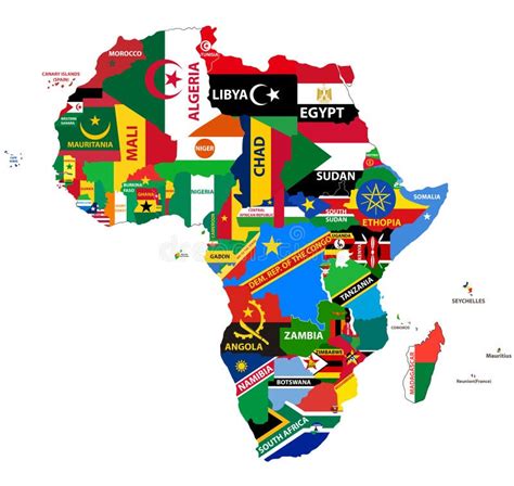 Political Africa Map Vector Illustration With The Flags Of All Images