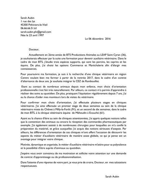 Exemple lettre de motivation vétérinaire  laboitecv.fr