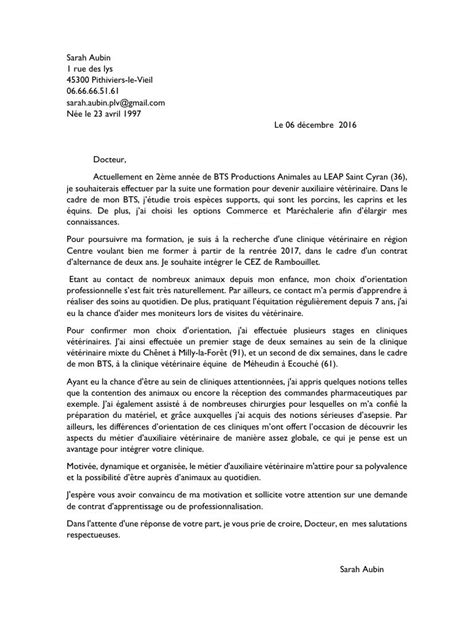 Exemple Lettre De Motivation Vétérinaire Laboite Cvfr