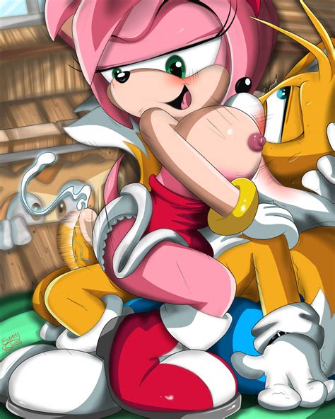 Rule 34 Amy Rose Anthro Blush Breast Sucking Buttjob Clothed Sex