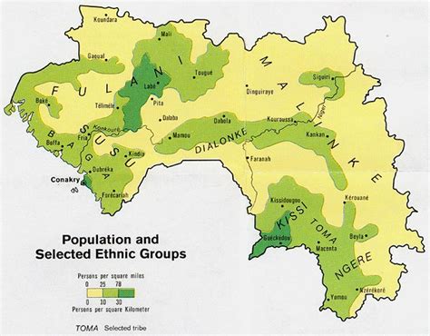 Guinea Population And Selected Ethnic Groups Map 1973