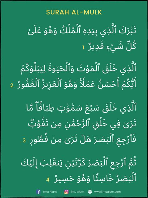 Yang ada di alam semesta dan menganjurkan kepada umat manusia untuk memperhatikan yang ada disekitarnya, jika masih tetap ingkar maka allah akan menurunkan azab. Surah Al-Mulk Rumi & Terjemahan (Amalkan Baca Sebelum Tidur)