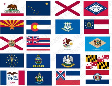 Printable Pictures State Flags Clipart Set 50 Individual State Flag