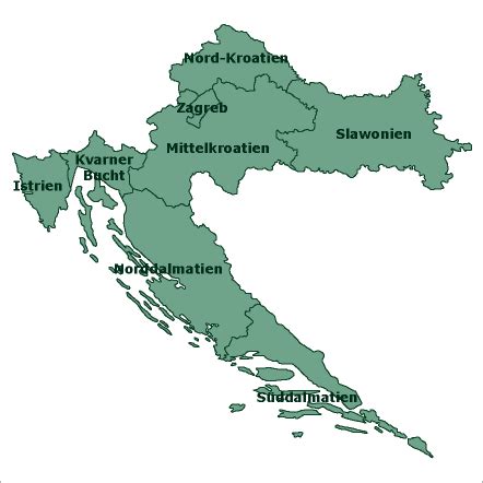 Auf dem gebiet des heutigen kroatien wurden verschiedene kapitel der europäischen. Karte Kroatien Regionen