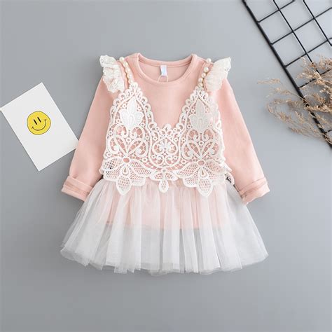 Wholesale Mesh Clothes Princess Full Sleeve Baby Girls Ruched Clothing