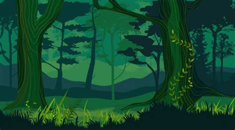 Nature landscape drawing dark green design forest icon Free vector in Adobe Illustrator ai ( .ai ...