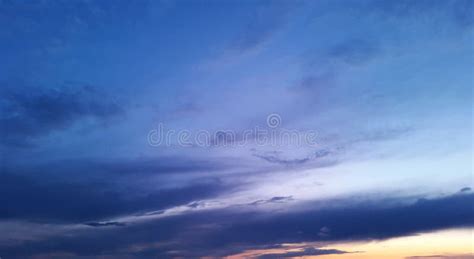 Light Blue Sky With Dark Blue Clouds At Evening Stock Image Image Of