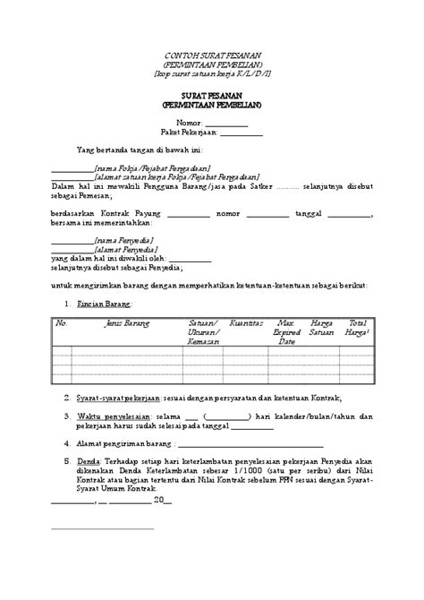 Contoh surat perjanjian pembelian tanah terbaru format. (DOC) CONTOH SURAT PESANAN (PERMINTAAN PEMBELIAN | zaenal abidin - Academia.edu