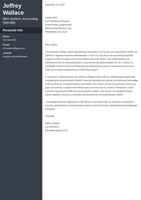 Cover Letter Example For Accounting Internship Tested Scenarios For