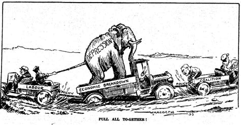 Pull Together Depression Cartoon 1933 Nzhistory New Zealand History