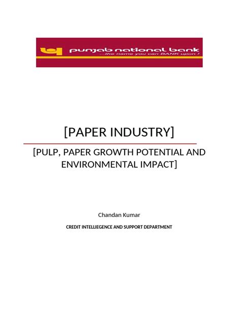 Pulp And Paper Industry Report Pdf Paper Pulp Paper