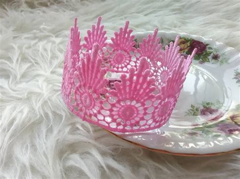 Handmade Lace Miniature Baby Crowns Pink Or Blue Colour